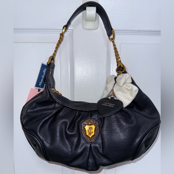 NWT Juicy Couture Romance Hobo Shoulder Bag w Bow And Charm in Licorice (Black) - Picture 2 of 7